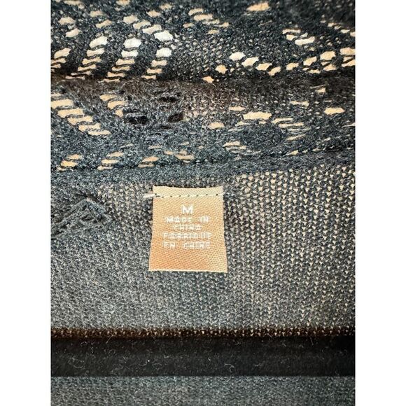 KNITTED & KNOTTED dark gray anthracite open front belted cardigan sweater M - Picture 3 of 10